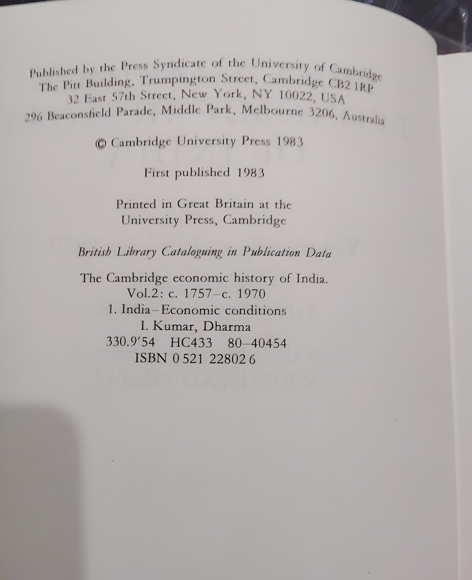 The Cambridge Economic History Of India – 2 Volume Set