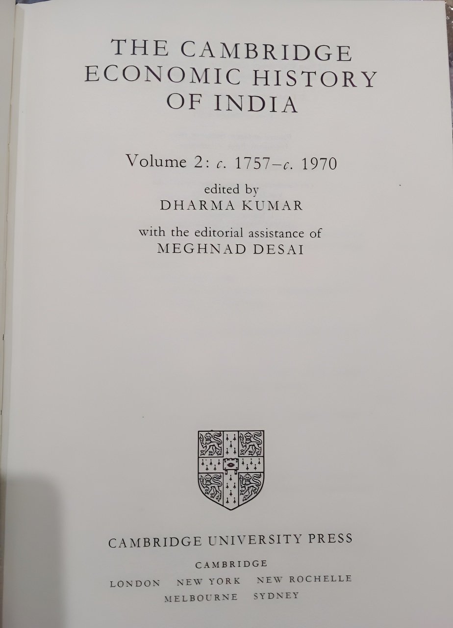 The Cambridge Economic History Of India – 2 Volume Set - Image 6
