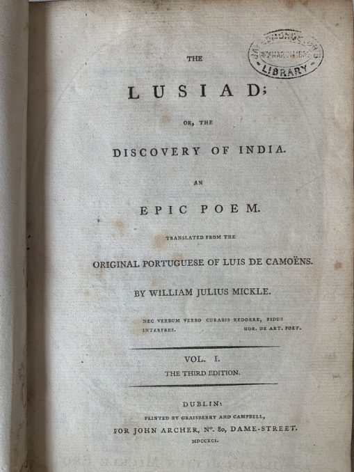 The Lusiad; or, the Discovery of India. An Epic Poem