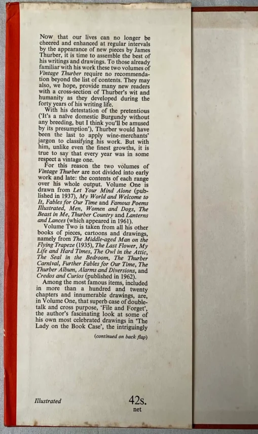 Vintage Thurber A Collection, in Two Volumes, of the Best Writings and Drawings of James Thurber