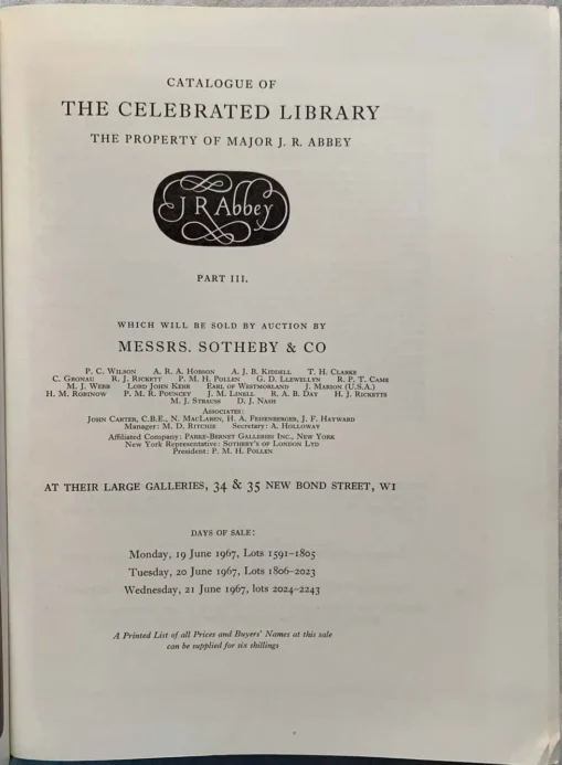 Catalogue of The Celebrated Library of Major J. R. Abbey 4 Vol Set - Image 13