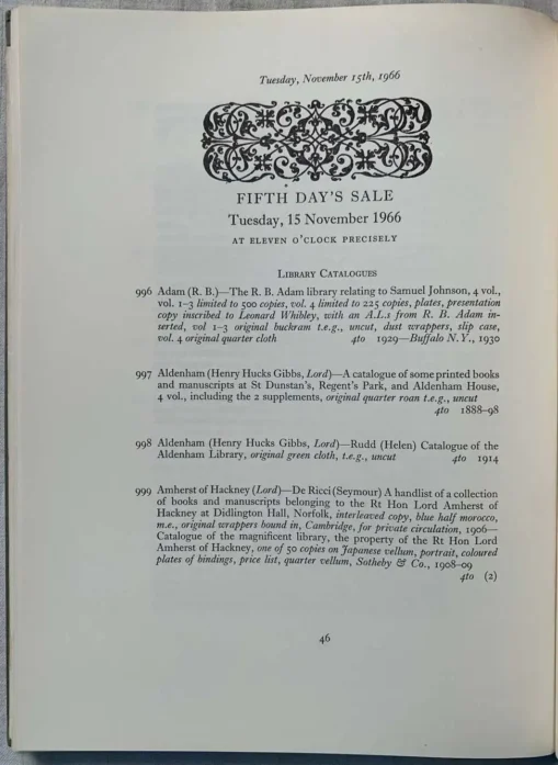 Catalogue of The Celebrated Library of Major J. R. Abbey 4 Vol Set - Image 11