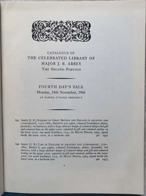 Catalogue of The Celebrated Library of Major J. R. Abbey 4 Vol Set - Image 9