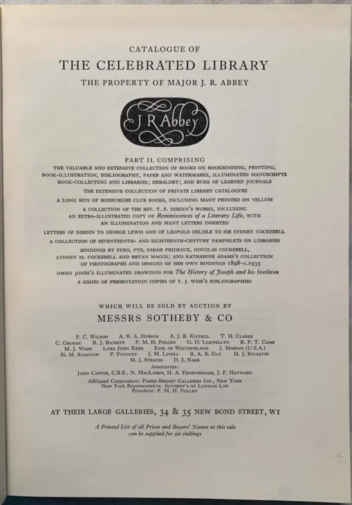 Catalogue of The Celebrated Library of Major J. R. Abbey 4 Vol Set - Image 8
