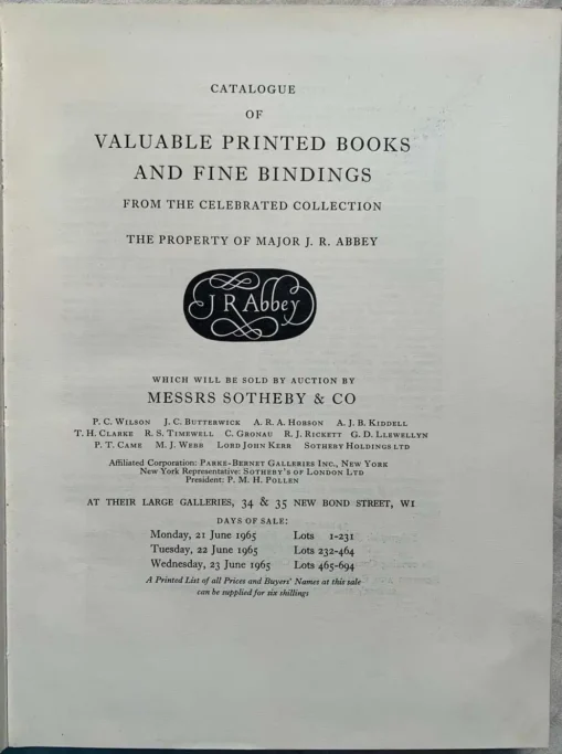 Catalogue of The Celebrated Library of Major J. R. Abbey 4 Vol Set - Image 4